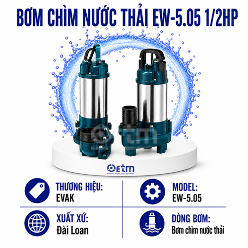 Bơm chìm nước thải EW-5.05 - 1/2HP